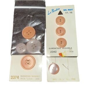 Vintage La Bouton And Other Peach Buttons Assorted Sizes 7 New 1 Used